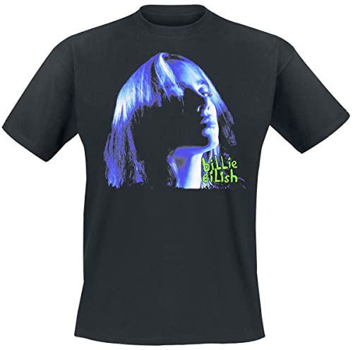 Eilish, Billie Neon Blue Shadow Männer T-Shirt schwarz L 100% Baumwolle Band-Merch, Bands von Eilish, Billie