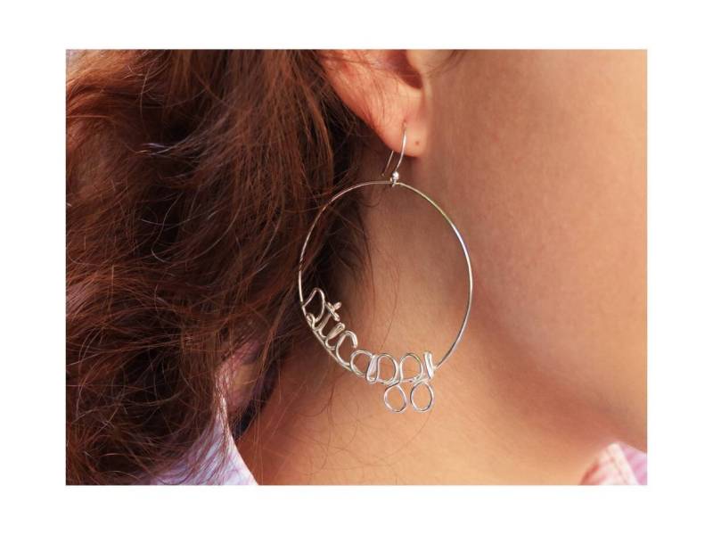 925 Silber Personalisierte Ohrringe, Wire Name Personalisierter Namensschmuck, Drahtname 925 Silber Personalisierte Ohrringe, Wire Name Personalisierter Namensschmuck, Drahtname von Eilishgioielli