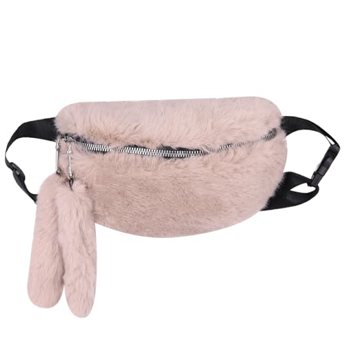 Crossbody Taschen Fuzzy Plüsch Fanny Pack Frauen Pelzige Gürteltasche Mode Taille Packs mit verstellbarem Gurt für Reisen, Pink, Einheitsgröße von Eilova Orityle