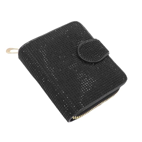 Eilova Orityle Damen Strass Bi-fold Wallet Kartenhalter Mode Reißverschluss RFID-Kartenetui Organizer Bling Sparkle Slim Small Pouch, Schwarz, Einheitsgröße, Casual von Eilova Orityle