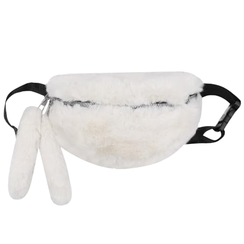 Fuzzy Bauchtasche für Damen, Kunstfell, Bauchtasche mit verstellbarem Riemen, Hüfttasche, lässige Umhängetasche für Reisen, Weiss/opulenter Garten, Einheitsgröße von Eilova Orityle