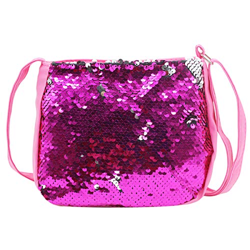 Kleine Geldbörse für Mädchen mit glitzernden Pailletten, niedlicher Reißverschluss, Handtasche, Schultertasche - Pink - Einheitsgröße von Eilova Orityle