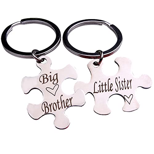 Beste Freundin Schlüsselanhänger mit Gravur Litter Sister Big Brother, Personalisierte Edelstahl Anhänger Schlüsselbund Schlüsselringe Freundschaft Geschenk für Paar Partner BFF Geburtstag von Ein Herz