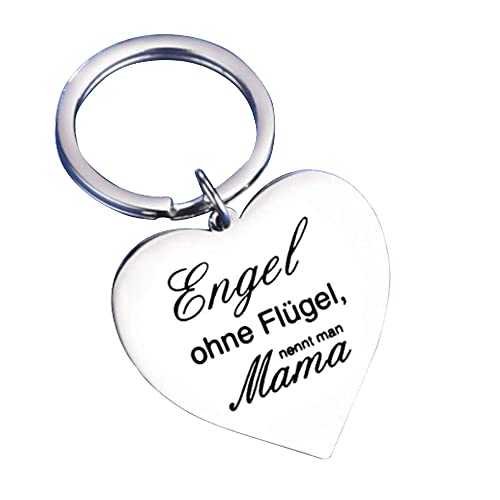 Ein Herz Schutzengel Schlüsselanhänger, Engel Ohne Flügel, Nennt Man Mama, Glücksbringer Schlüsselanhänger Schlüsselbund Anhänger Love Liebe Glück Geschenke für Mamas Mutter Muttertag, Silber, 50 von Ein Herz