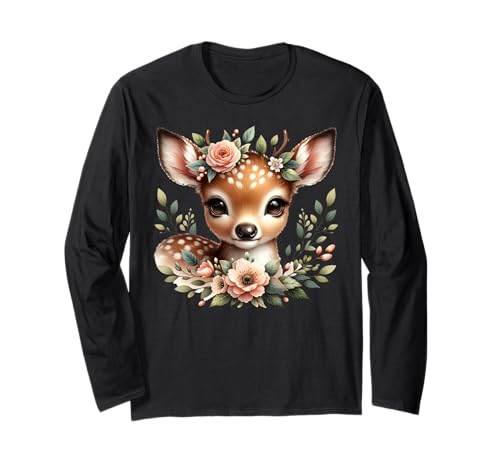 Rentier Hirsch Trachtenshirt Dirndl Reh t shirt Damen Tracht Langarmshirt von Ein süßes Rehkitz karneval reh Tshirt damen