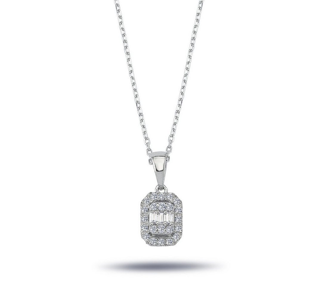 EinStein Diamant Collier Diamant Halskette mit 0,17 Carat Baguette Brillant Anhänger, Baguette Diamant von EinStein Diamant