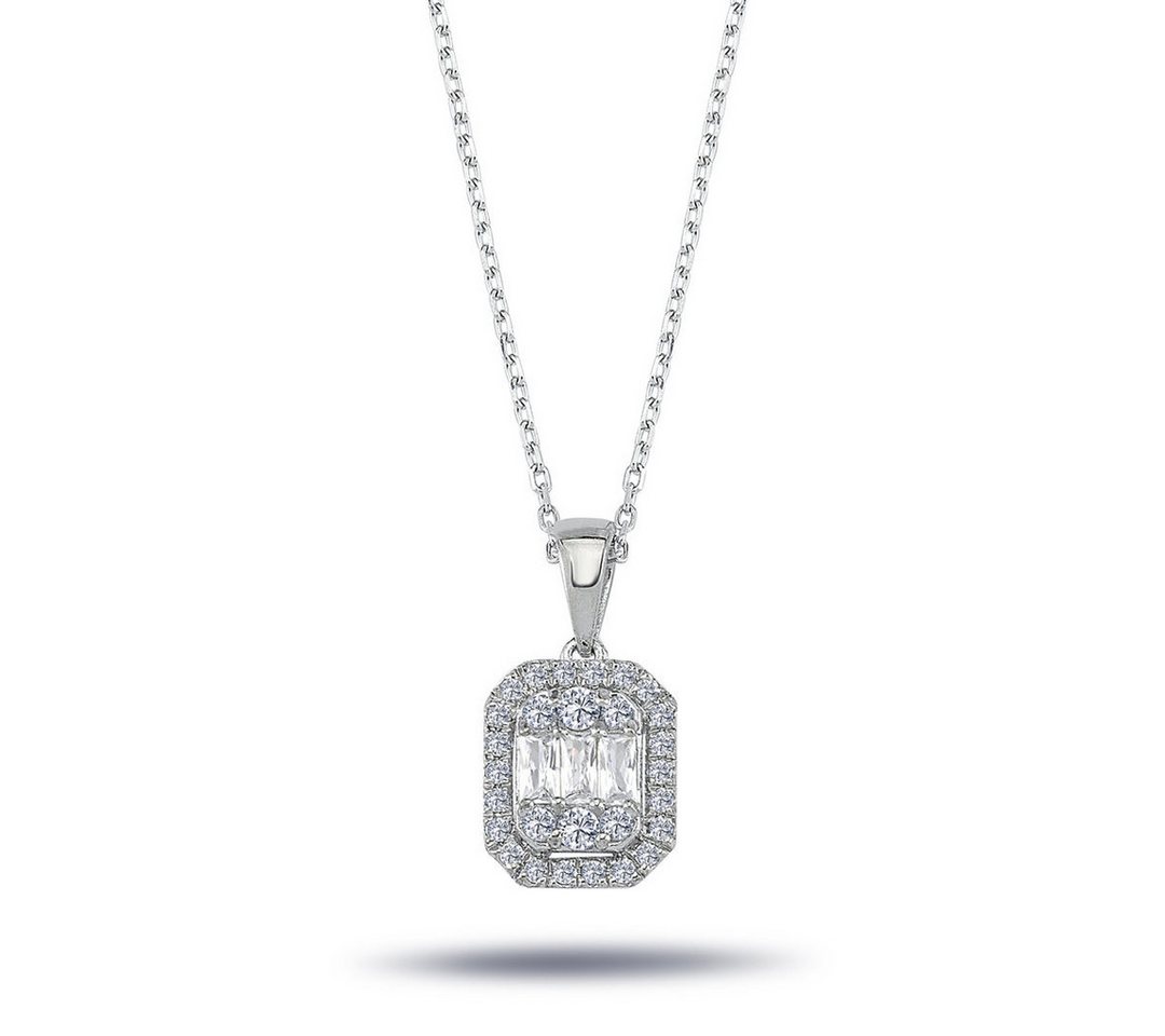 EinStein Diamant Collier Diamant Halskette mit 0,43 Carat Baguette Brillant Anhänger, Baguette Diamant von EinStein Diamant