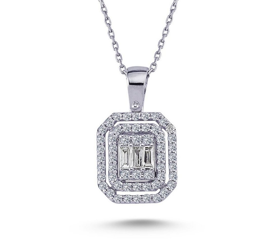 EinStein Diamant Collier Baguette Diamant Anhänger Halskette 585'er Weißgold Diamantkette, Baguette Diamant von EinStein Diamant