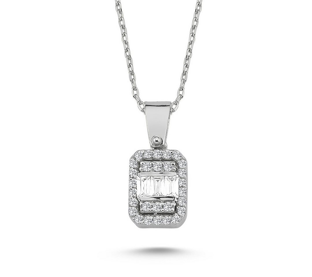 EinStein Diamant Collier Baguette Brillant Diamant Halskette 14 Karat Weißgold, Baguette Diamant von EinStein Diamant