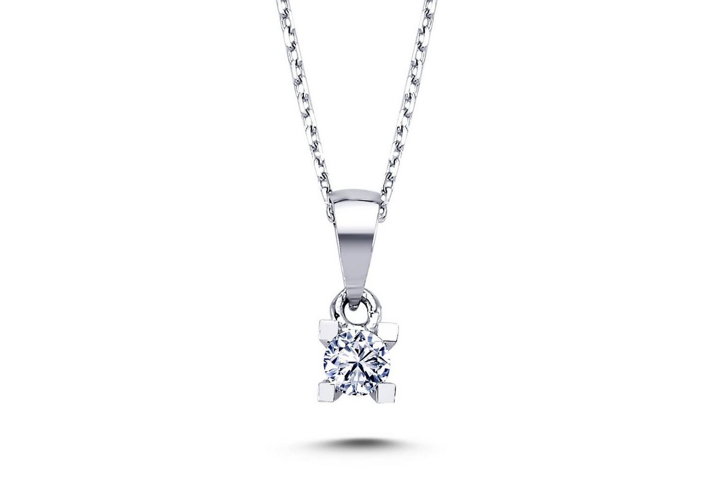 EinStein Diamant Collier Halskette 0,13 Carat Diamant Anhänger mit Kette in 14 Karat Weißgold von EinStein Diamant