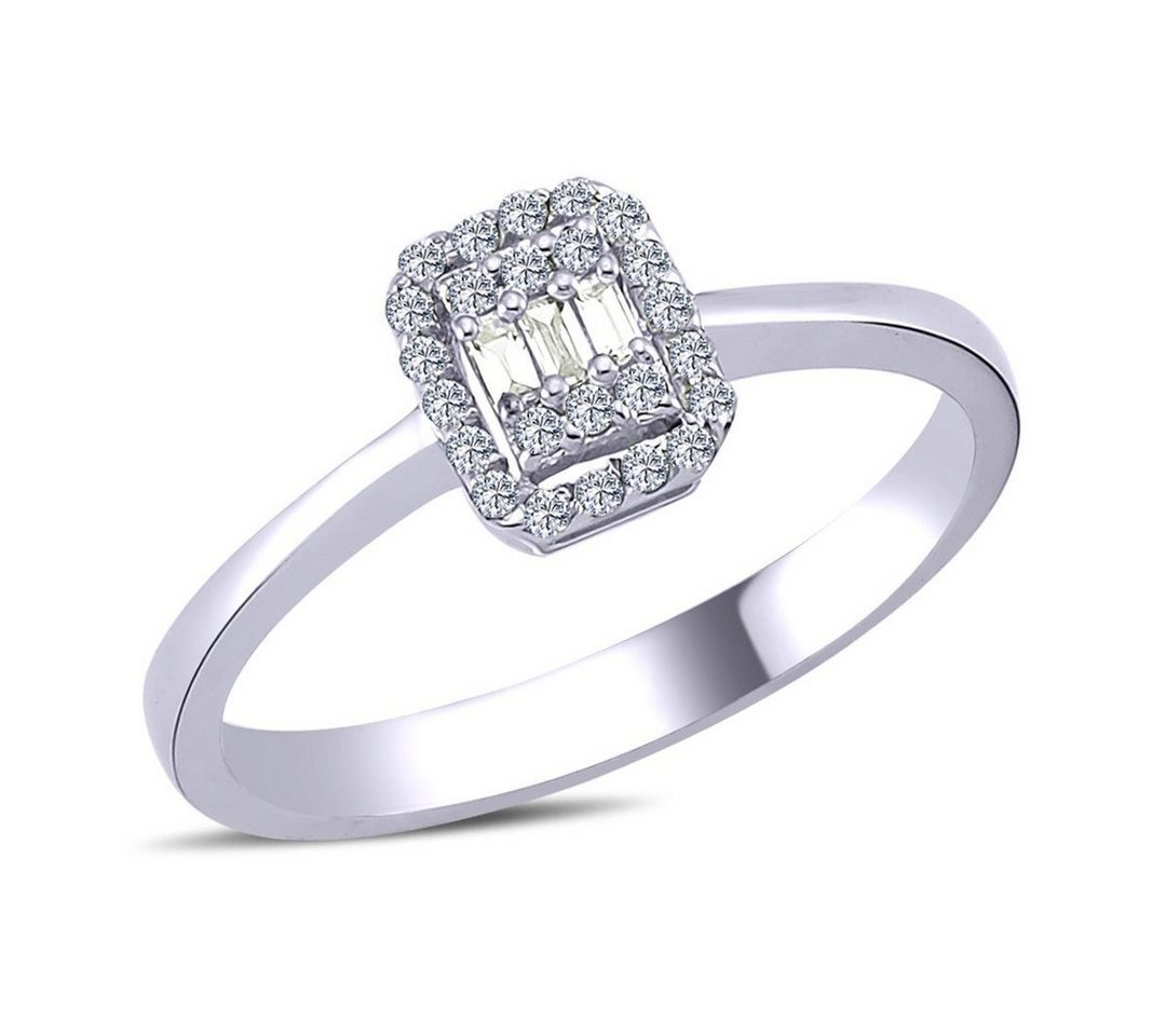 EinStein Diamant Diamantring 0,14 Carat Diamant Baguette Ring 8 Karat Weißgold, Diamantring, Damenring, Unbehandelter Diamant, Baguette-Schliff von EinStein Diamant