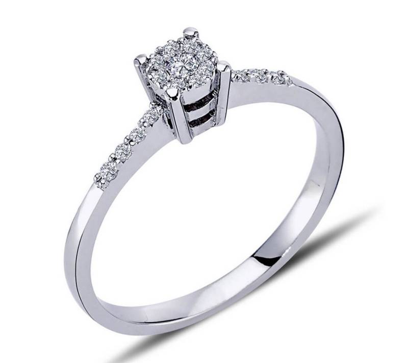 EinStein Diamant Diamantring Diamant Solitär Ring 0,30 Carat Effekt Antragsring 8 Karat Weißgold, Diamant, Solitär Ring, Antragsring, Verlobungsring, Gold von EinStein Diamant