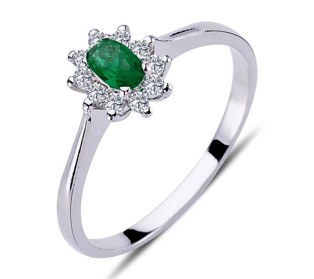 EinStein Diamant Diamantring Halo Diamant Oval Smaragd Entourage Ring 14 Karat Weißgold, Rubin, Diamantring, Damenring, Unbehandelter Diamant, Brillant-Schliff EinStein Diamant Diamantring Halo Diamant Oval Smaragd Entourage Ring 14 Karat Weißgold, Rubin, Diamantring, Damenring, Unbehandelter Diamant, Brillant-Schliff von EinStein Diamant