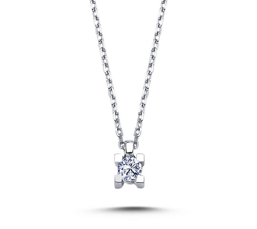 EinStein Diamant Goldkette, 0,08 Carat Diamant Solitär Halskette 14 Karat Weißgold von EinStein Diamant