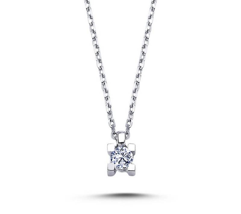 EinStein Diamant Goldkette, 0,08 Carat Diamant Solitär Halskette 14 Karat Weißgold von EinStein Diamant