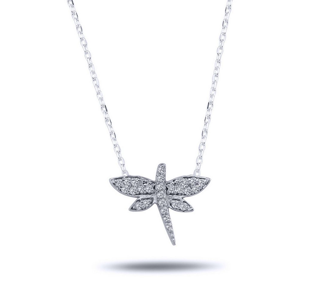 EinStein Diamant Goldkette, 0,15 Carat Diamant Libelle Anhänger Halskette 14 Karat Weißgold von EinStein Diamant