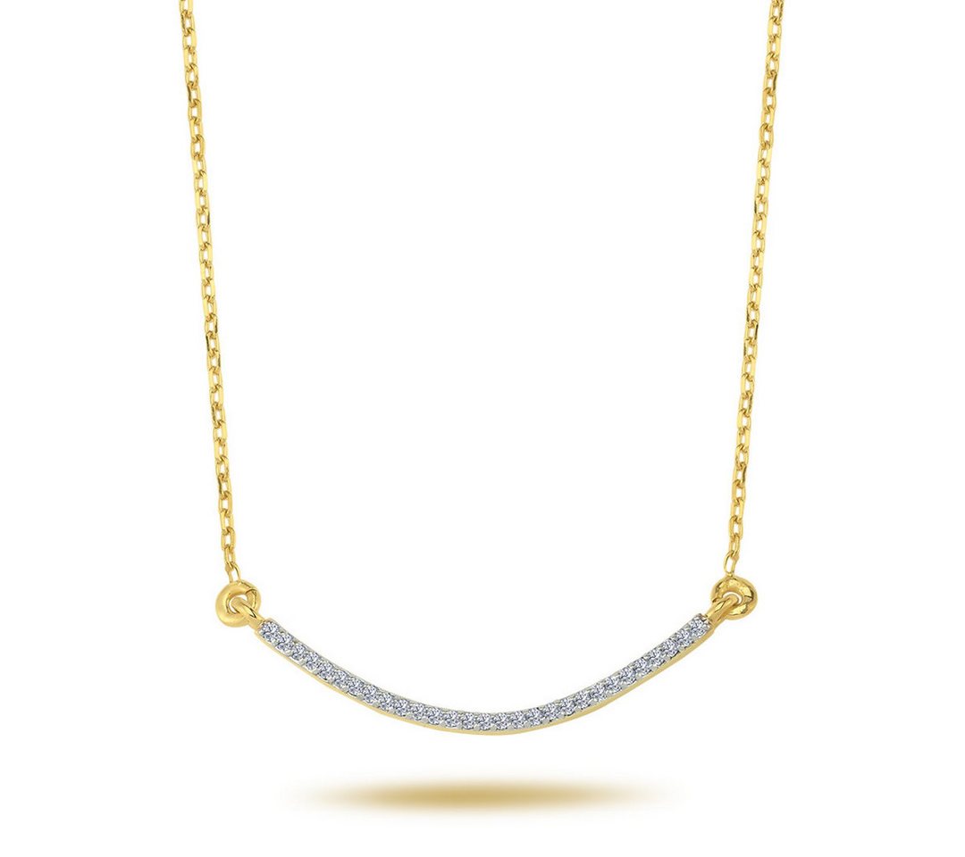 EinStein Diamant Goldkette, Diamant Bogen Anhänger Tennis Halskette Collier in 14 Karat Gelbgold von EinStein Diamant