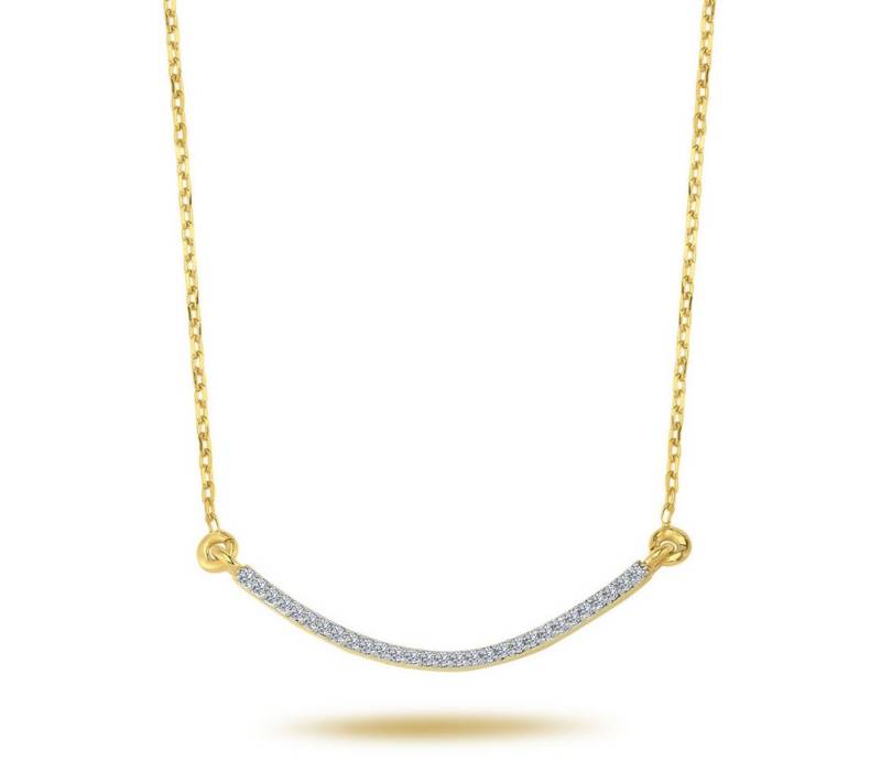 EinStein Diamant Goldkette, Diamant Bogen Anhänger Tennis Halskette Collier in 14 Karat Gelbgold von EinStein Diamant