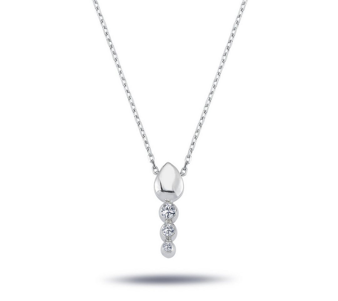 EinStein Diamant Goldkette, Diamant Halskette mit 0,10 Carat Tria-Anhänger in 14 Karat Weißgold von EinStein Diamant