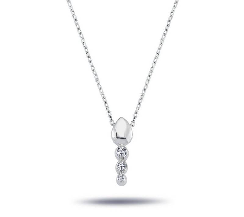 EinStein Diamant Goldkette, Diamant Halskette mit 0,10 Carat Tria-Anhänger in 14 Karat Weißgold von EinStein Diamant