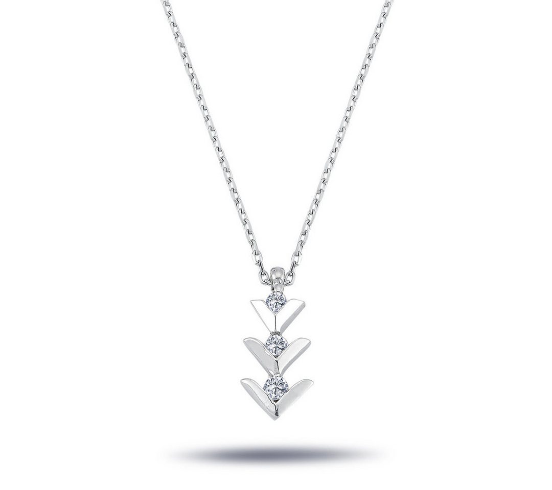EinStein Diamant Goldkette, Diamant Halskette mit 0,13 Carat Tria-Anhänger in 14 Karat Weißgold von EinStein Diamant