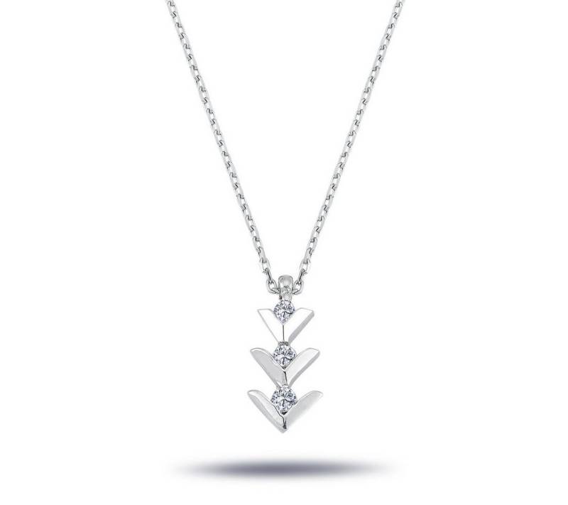 EinStein Diamant Goldkette, Diamant Halskette mit 0,13 Carat Tria-Anhänger in 14 Karat Weißgold von EinStein Diamant