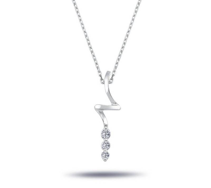 EinStein Diamant Goldkette, Diamant Halskette mit 0,15 Carat Tria-Anhänger in 14 Karat Weißgold von EinStein Diamant