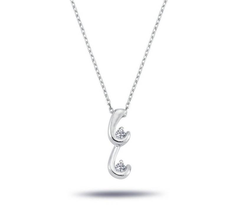 EinStein Diamant Goldkette, Diamant Halskette mit Wellen-Anhänger in 14 Karat Weißgold von EinStein Diamant