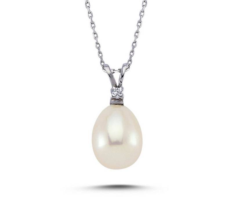 EinStein Diamant Goldkette, Drop Perlen Halskette Diamant 14 Karat Weißgold von EinStein Diamant