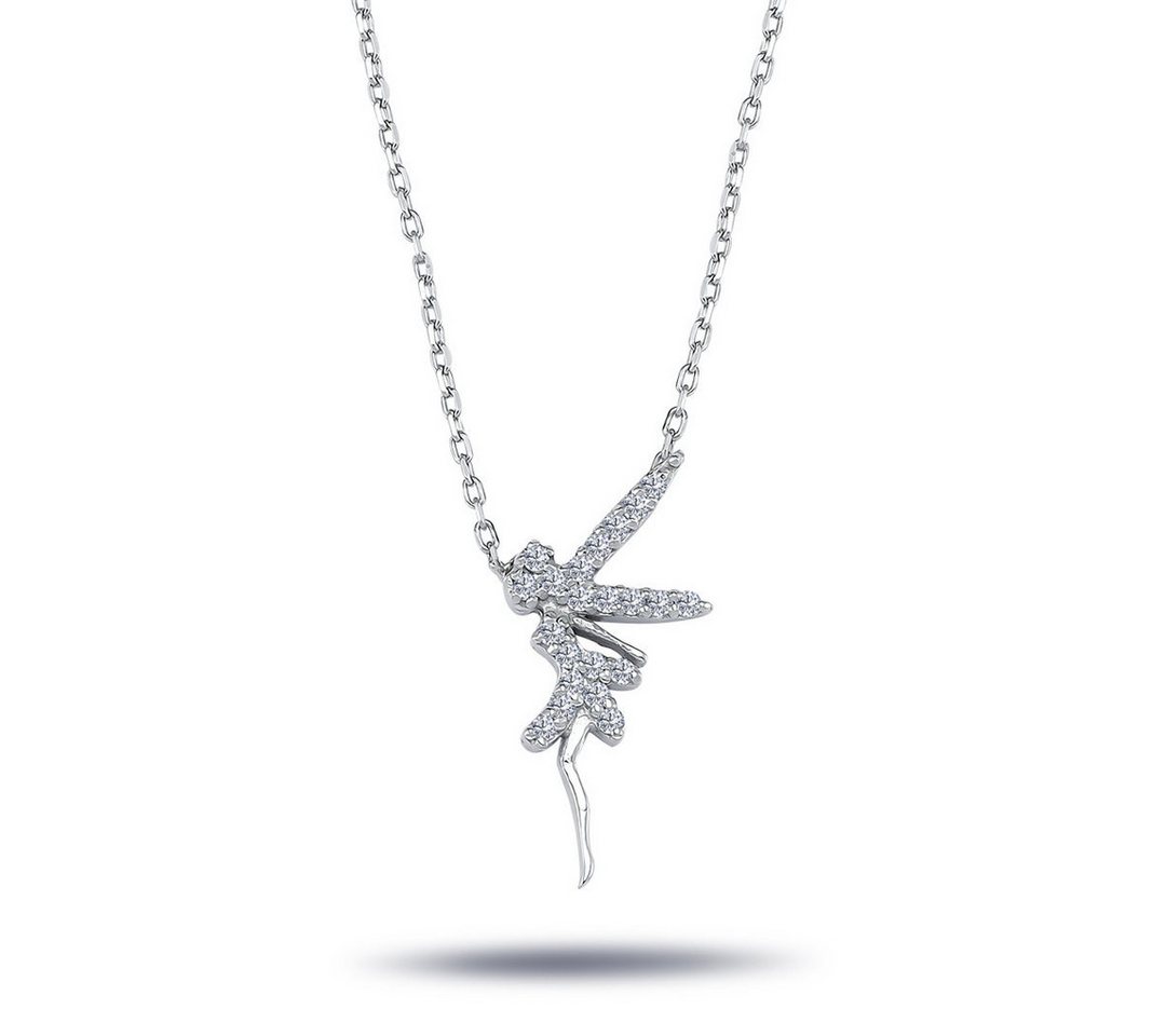 EinStein Diamant Goldkette, Elfe Anhänger mit Kette Diamant Halskette in 14 Karat Weißgold von EinStein Diamant