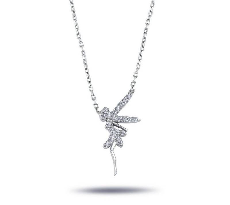 EinStein Diamant Goldkette, Elfe Anhänger mit Kette Diamant Halskette in 14 Karat Weißgold von EinStein Diamant