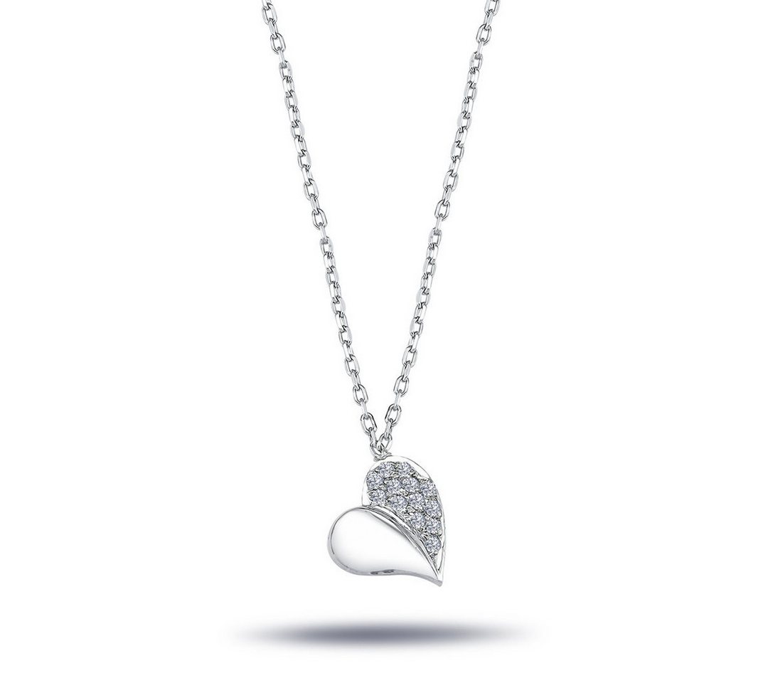 EinStein Diamant Goldkette, Herz Diamant Anhänger Halskette Collier in 14 Karat Weißgold von EinStein Diamant