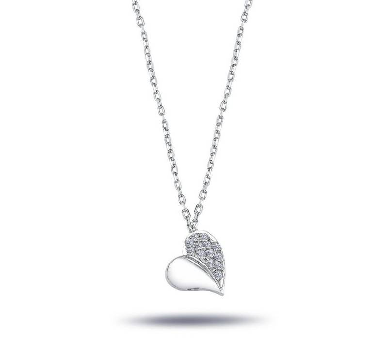 EinStein Diamant Goldkette, Herz Diamant Anhänger Halskette Collier in 14 Karat Weißgold von EinStein Diamant