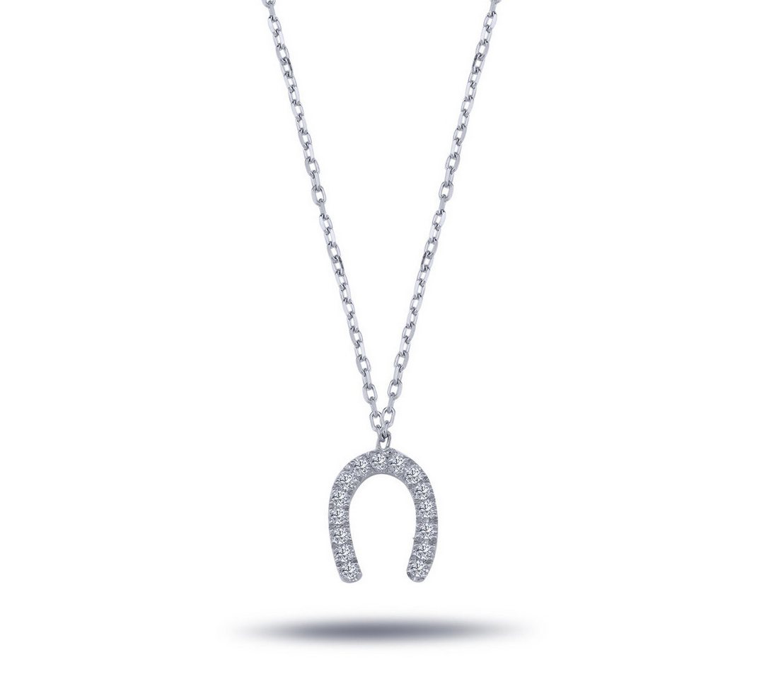 EinStein Diamant Goldkette, Hufeisen Diamanten Anhänger Weißgoldkette in 14 Karat Weißgold von EinStein Diamant