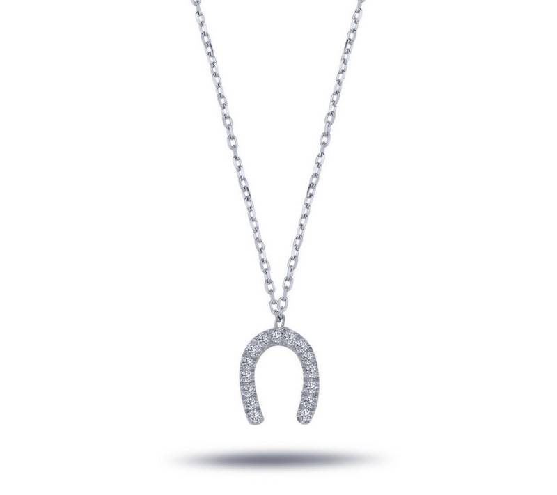 EinStein Diamant Goldkette, Hufeisen Diamanten Anhänger Weißgoldkette in 14 Karat Weißgold von EinStein Diamant