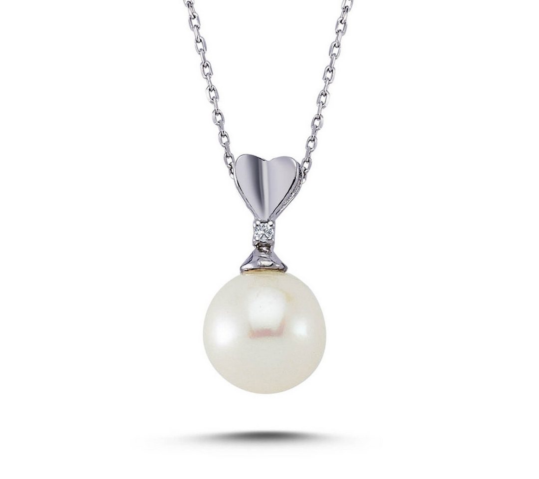 EinStein Diamant Goldkette, Perlen Halskette Diamant 14 Karat Weißgold von EinStein Diamant