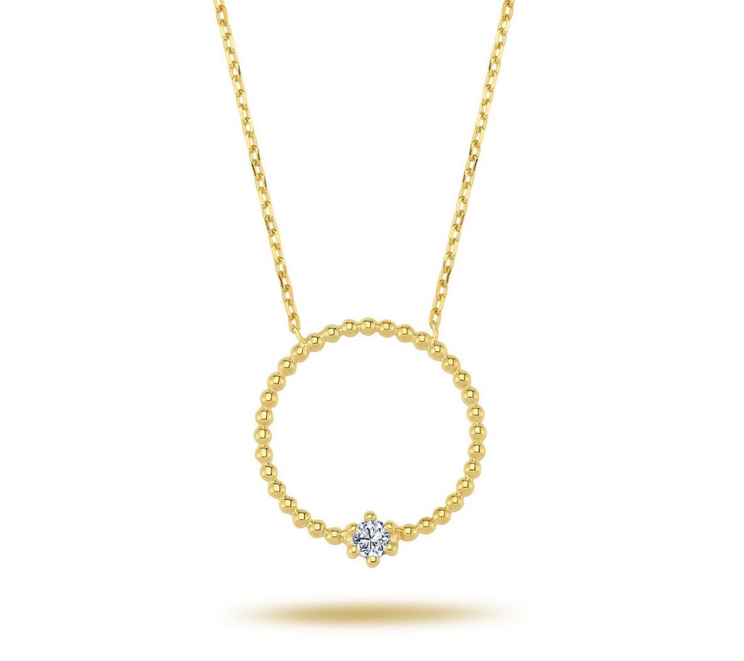 EinStein Diamant Goldkette, Ring Anhänger Halskette Diamant Brillant-Schliff in 14 Karat Gelbgold von EinStein Diamant