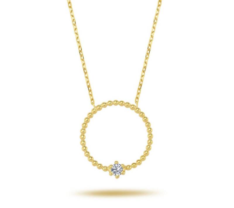 EinStein Diamant Goldkette, Ring Anhänger Halskette Diamant Brillant-Schliff in 14 Karat Gelbgold von EinStein Diamant