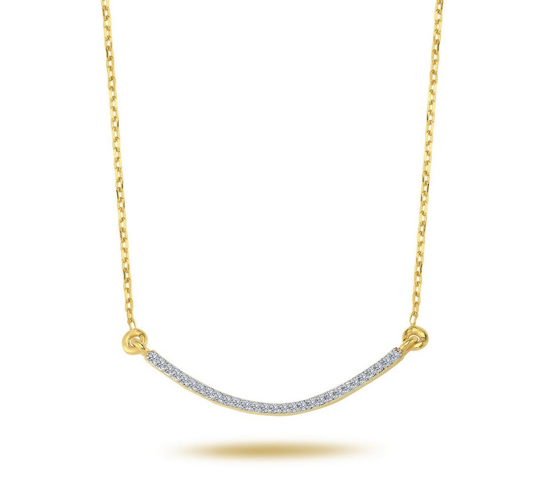 EinStein Diamant Goldkette Diamant Bogen Anhänger Tennis Halskette Collier in 14 Karat Gelbgold, Diamant Anhänger mit Kette, Halskette, Collier in 14 Karat Gold von EinStein Diamant