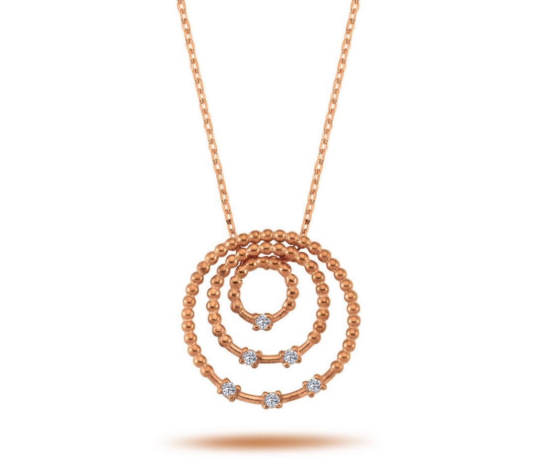 EinStein Diamant Goldkette Halskette mit Diamanten Anhänger Equinox in 14 Karat Rotgold Rosegold, Diamant Anhänger mit Kette, Halskette, Collier in 14 Karat Gold von EinStein Diamant