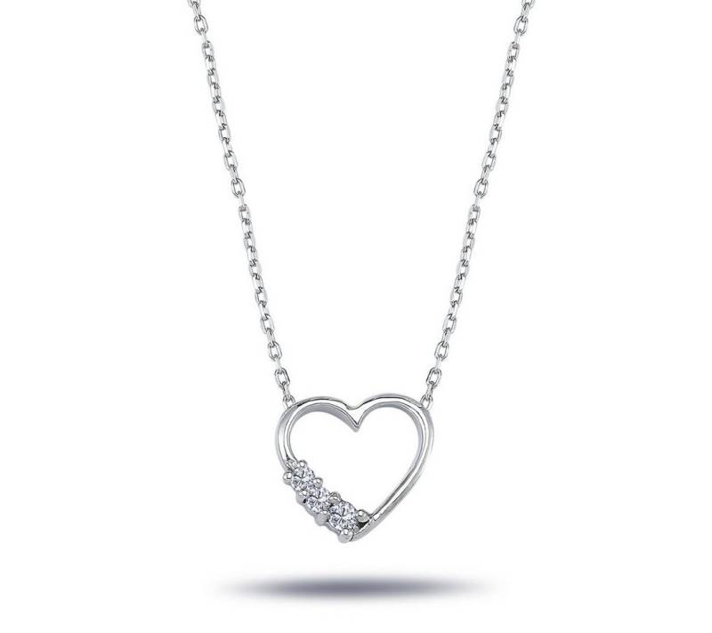 EinStein Diamant Goldkette Halskette Tria-Diamant Herz Anhänger Kette 14 Karat Weißgold von EinStein Diamant