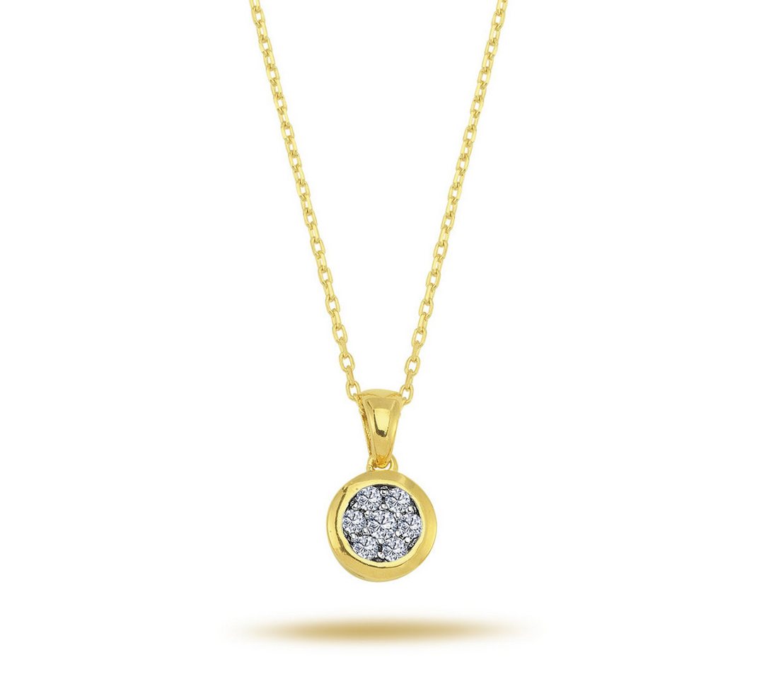 EinStein Diamant Goldkette Punkt Diamanten Anhänger Halskette Brillant-Schliff in 14 Karat Gelbgold, Diamant Anhänger mit Kette, Halskette, Collier in 14 Karat Gold von EinStein Diamant