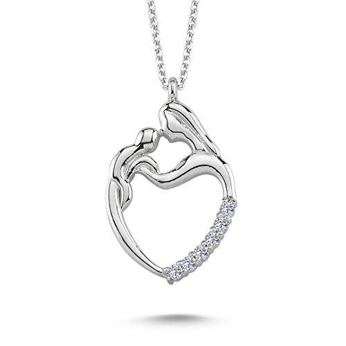 EinStein Diamant Halskette mit Anhänger Mutter-Kind in 14 Karat Weißgold von EinStein Diamant
