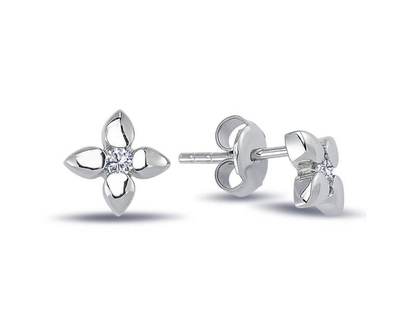 EinStein Diamant Ohrring-Set, Blume Diamant Brillant Schliff Ohrstecker 14 Karat 585'er Weißgold von EinStein Diamant