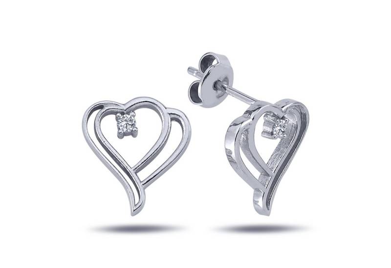 EinStein Diamant Ohrring-Set, Ohrstecker Doppelherz Brilliant Brillant-Schliff Weißgold von EinStein Diamant