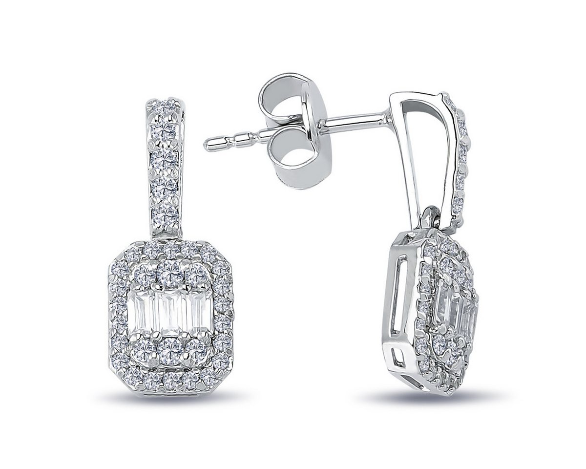 EinStein Diamant Paar Ohrhänger, Diamanten Baguette-Schliff Ohrhänger Weißgold von EinStein Diamant