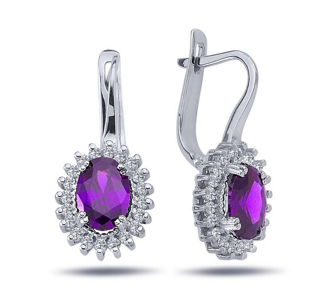 EinStein Diamant Paar Ohrstecker Vintage Amethyst und Diamanten Ohrhänger 14 Karat Weißgold, Diamant, Ohrringe, Ohrschmuck, Ohrhänger, Amethyst von EinStein Diamant