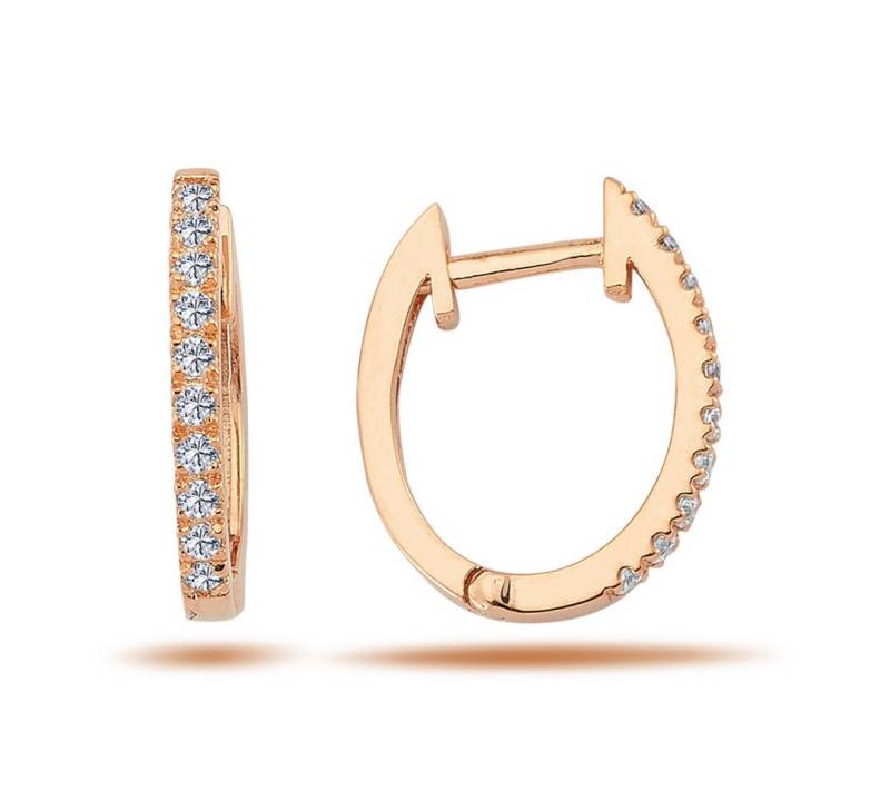 EinStein Diamant Ohrring-Set Oval Creolen Diamanten Brillant-Schliff Ohrringe 14 Karat Rotgold von EinStein Diamant