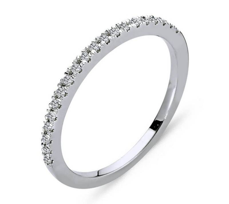 EinStein Diamant Diamantring Vorsteckring Diamant halbrund Memoire Ring in 14 Karat Weißgold, Rubin, Diamantring, Damenring, Unbehandelter Diamant, Brillant-Schliff von EinStein Diamant