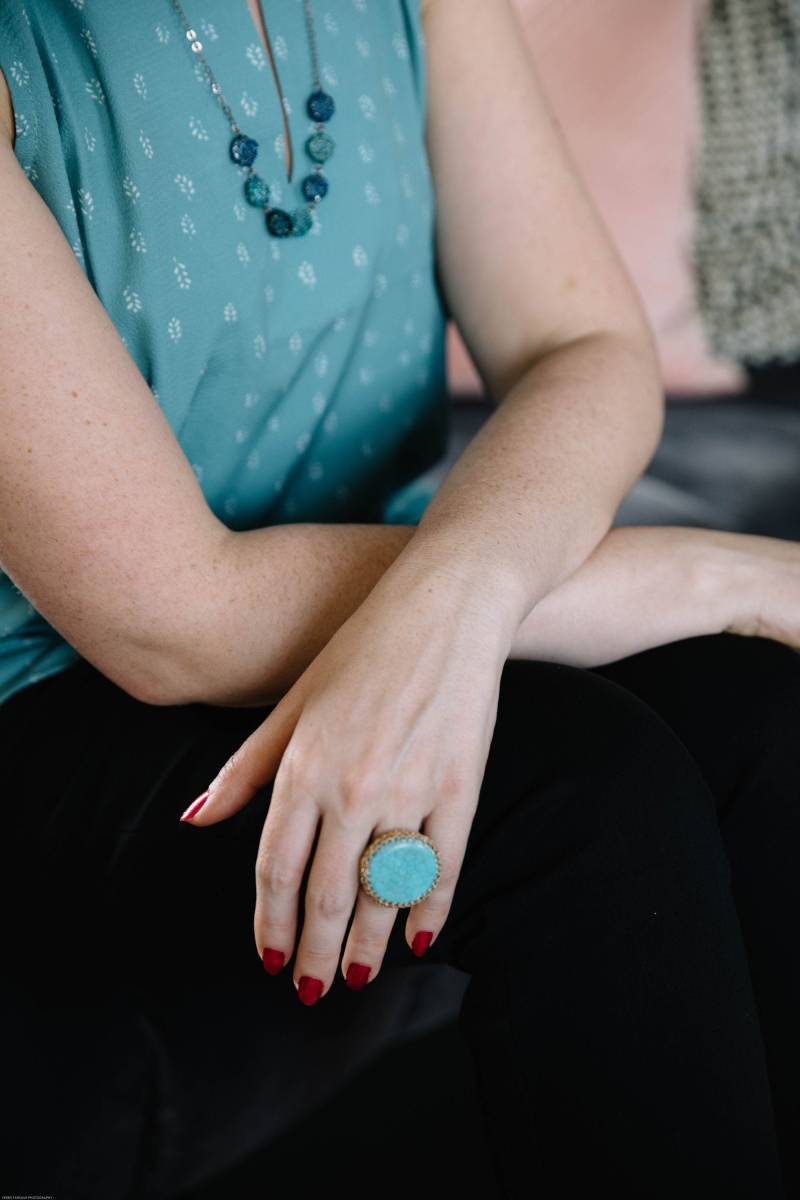 Großer Türkis Ring, Gold Statement Mesh Dezember Große Ringe Für Frauen, Boho Style von EinatSandbergJewelry